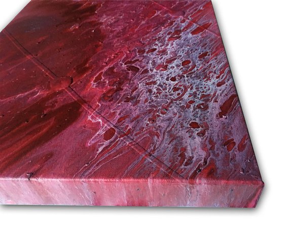 "Crimson Tide" - Original Abstract PMS Fluid Acrylic Painting - 24 x 12 inches