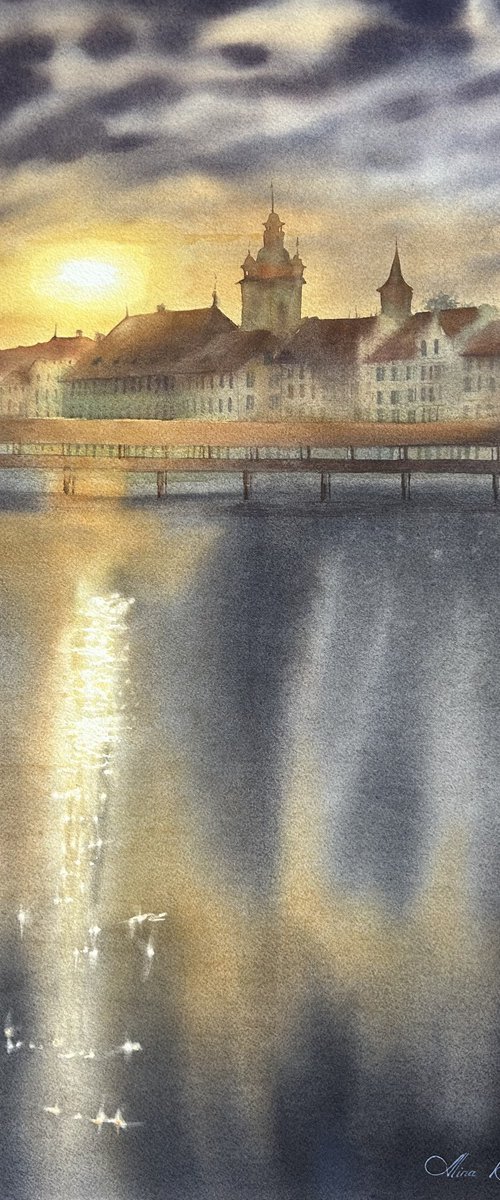 Sunset over the old town by Alina Karpova
