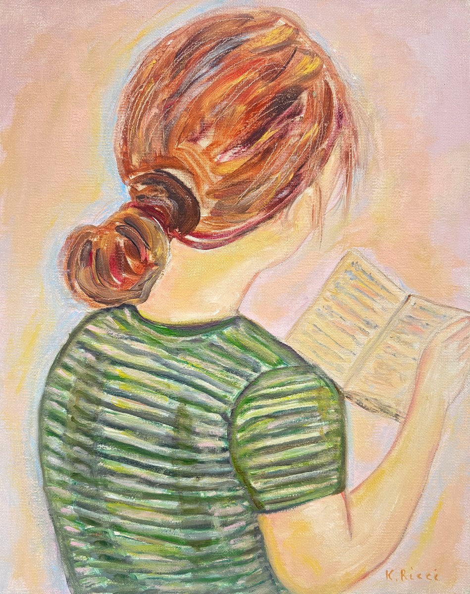 A Passionate Reader By Katia Ricci, 9 X 12, Artwork For Sale On Artfinder