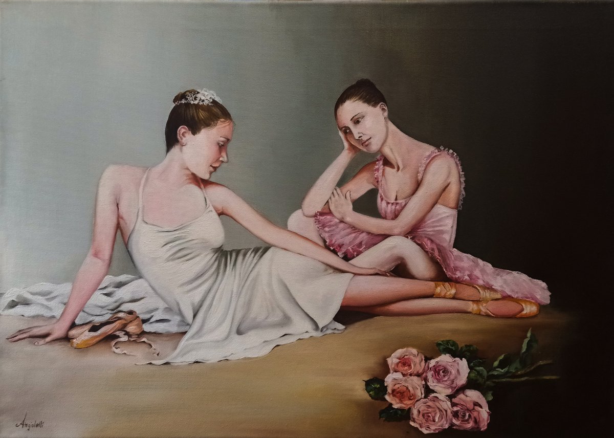 Photorealistic Portrait Oil Painting By Anna Rita Angiolelli, 28 X 20, Interludio, Original Artwork