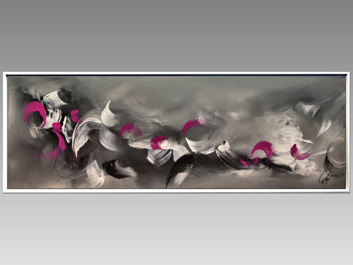 Abstract Acrylic Painting By Edelgard Schroer, 48 X 17, Sway, Original Artwork