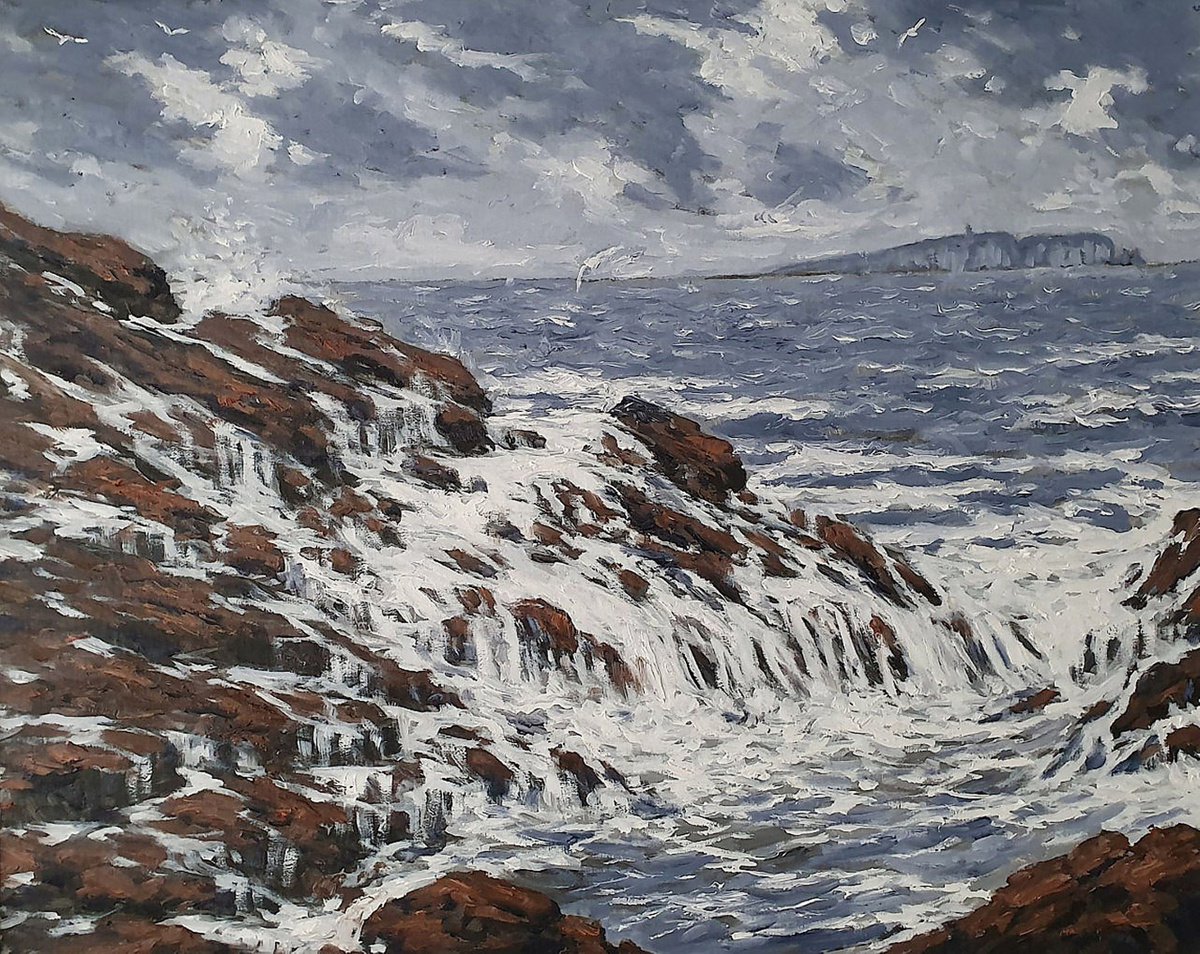 Impressionistic Landscape Oil Painting By Colin Ross Jack, 30 X 24, Seascape Lxviii, Original Artwork