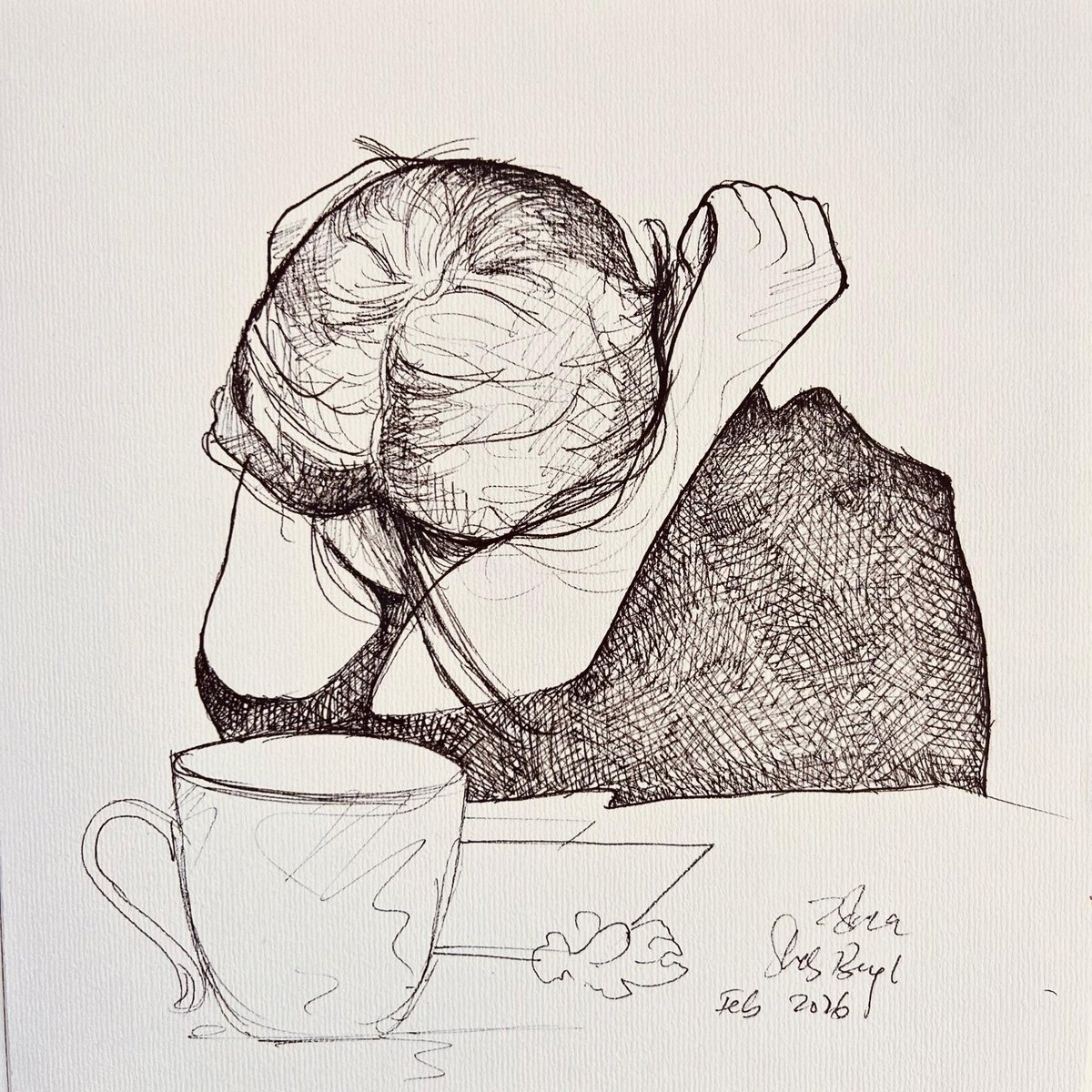 Expressive Ink Drawing , Life By Shabs Beigh, 16 X 16, Artwork For Sale On Artfinder
