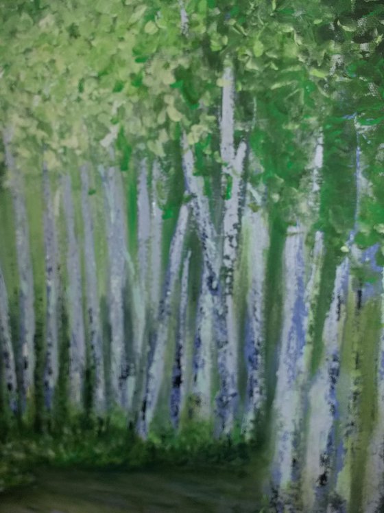 Birches  -  Landscape Trees palette knife Painting