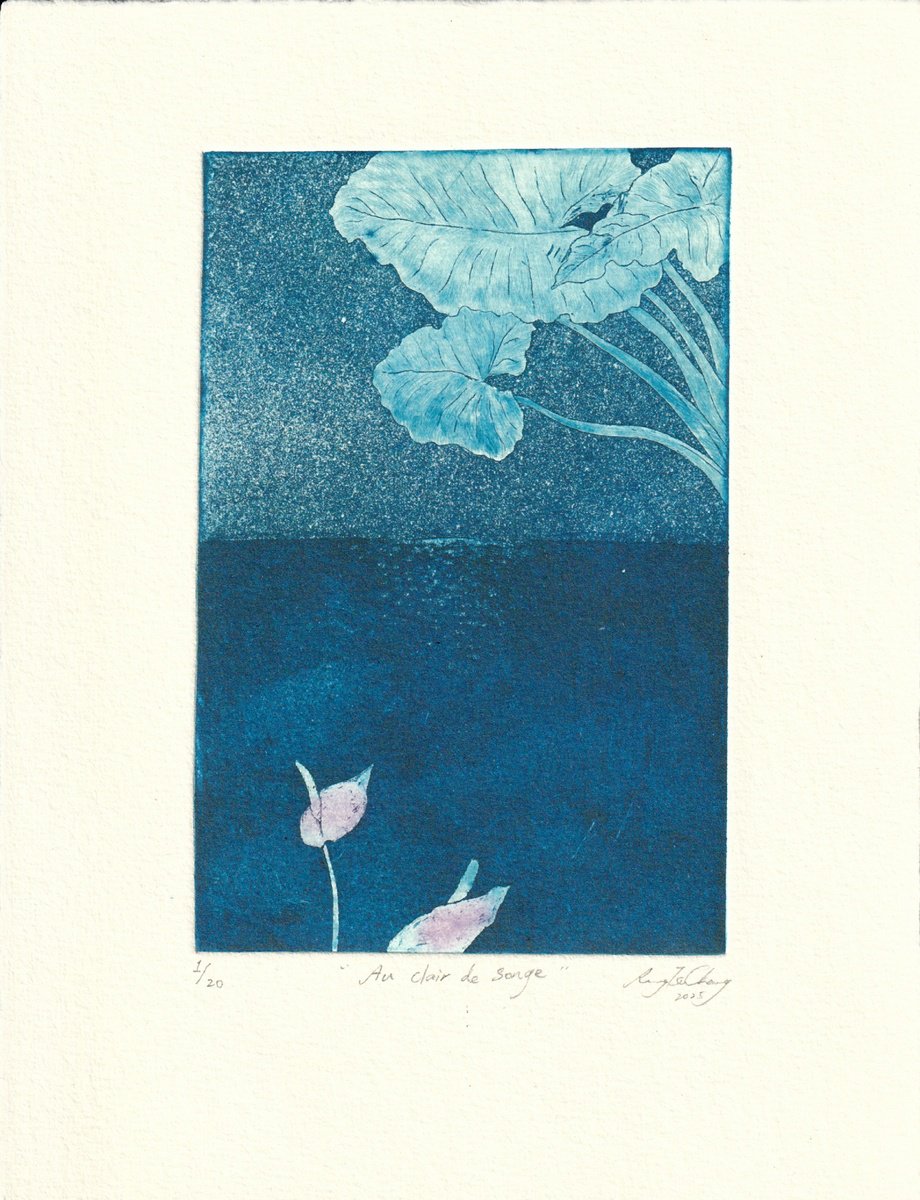 Impressionistic Landscape Etchings & Engravings By Rung Tsu Chang, 7 X 9", Au Clair De Songe, Original Artwork