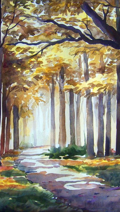 Mystery Forest - Watercolor painting by Samiran Sarkar