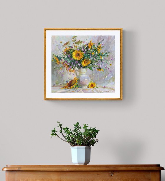 Wildflowers and sunflowers