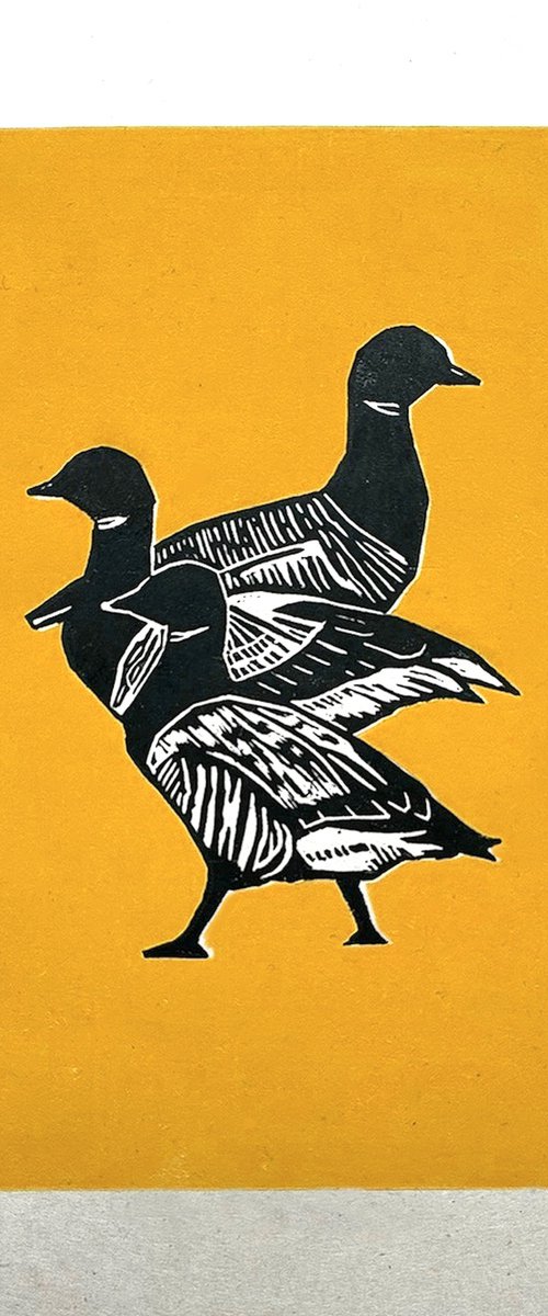 Three Brent Geese Orange Edition by Jem Gooding