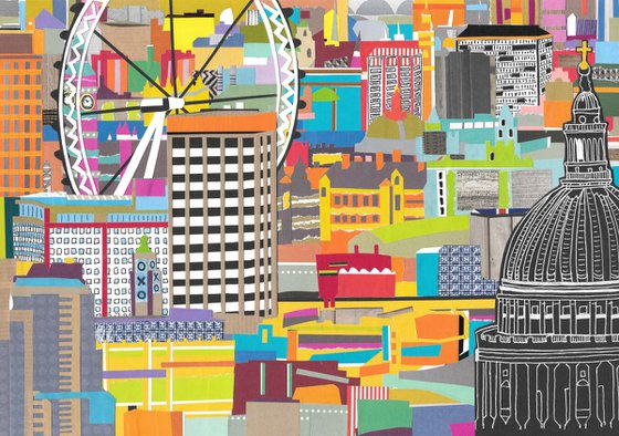 London skyline hand-cut collage picture