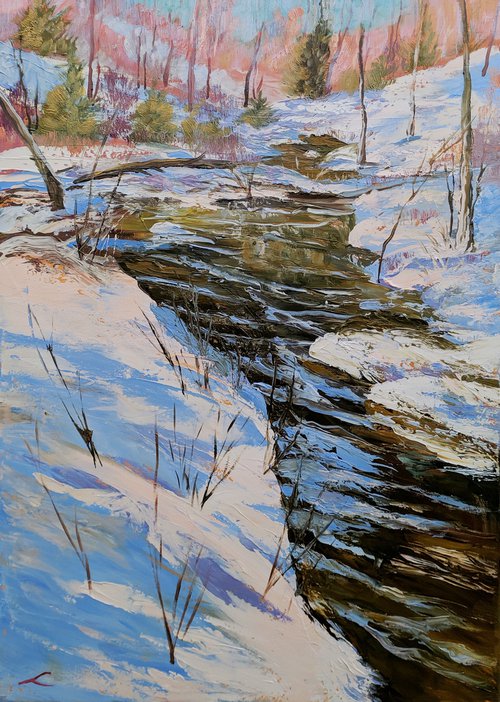 Winter stream by Elena Sokolova