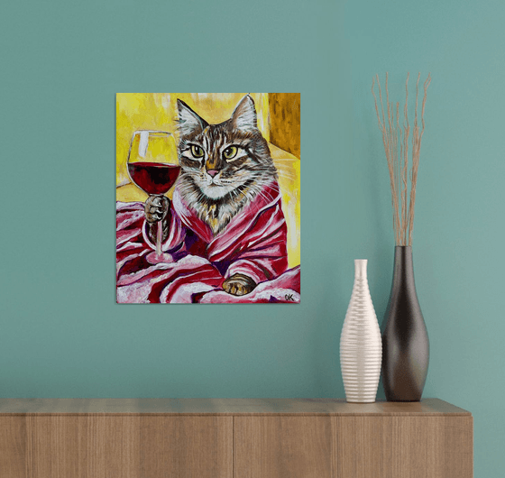 Cat and wine.