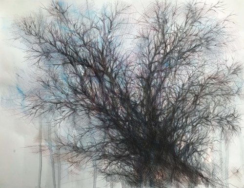 Old winter tree. One of a kind, original painting, handmad work, gift, watercolour art. by Galina Poloz