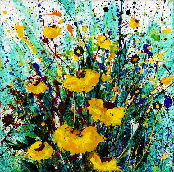 Golden Beauty  -  Abstract Flower Painting  by Kathy Morton Stanion