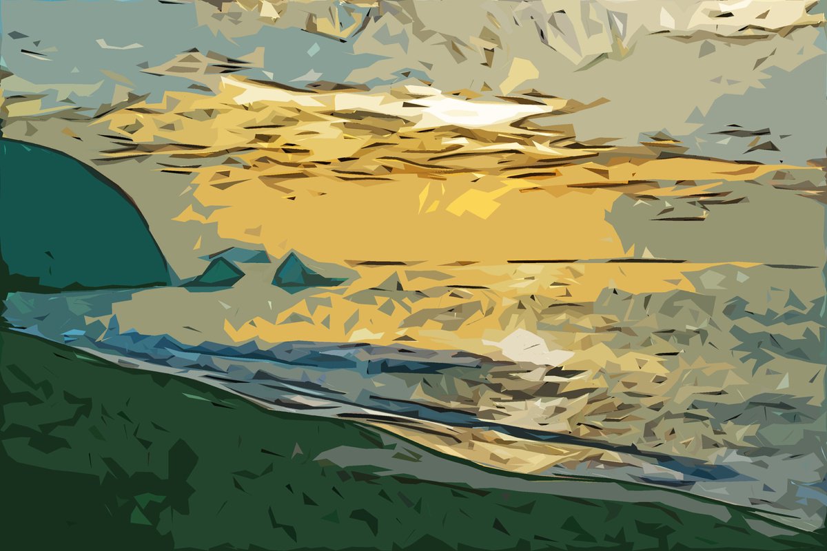 Impressionistic Landscape Giclee Print By Hal Bohner, 24 X 16, Mori Point Evening, Original Artwork