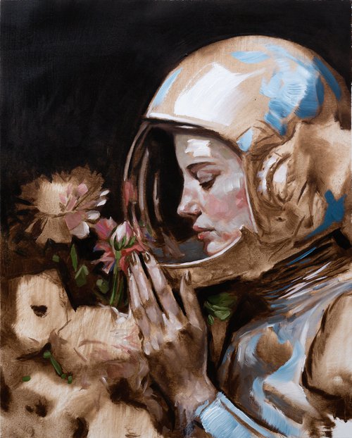 Woman in astronaut helmet by Alexander Moldavanov