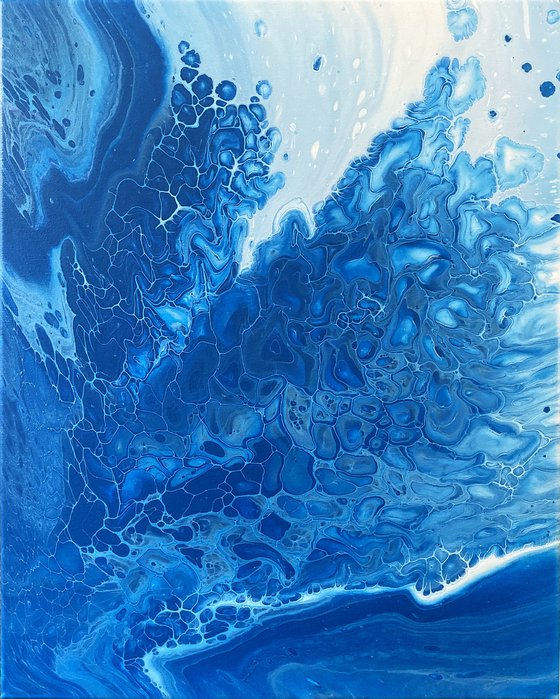 "Water Splitting" - Original Abstract PMS Fluid Acrylic Painting - 16 x 20 inches