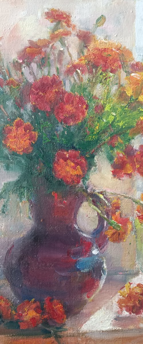 Marigolds in a vase by Valentina Andrukhova