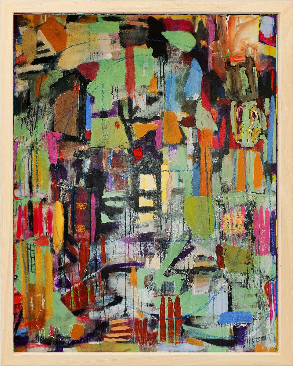 Organic Abstract Acrylic Painting By Geert Lemmers Fpa, 33 X 41, Plateau Der Menschheit Opus 49, Original Artwork