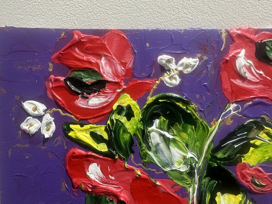Acrylic Red poppies
