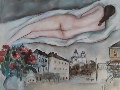 Pastel study (Marc Chagall) by Viktória Déri