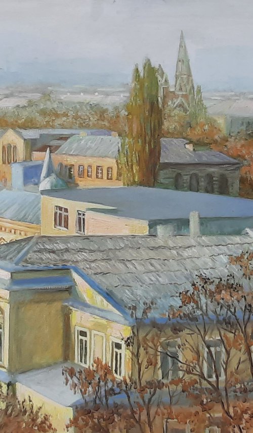 Roofs - Original  oil painting by Svetlana Norel