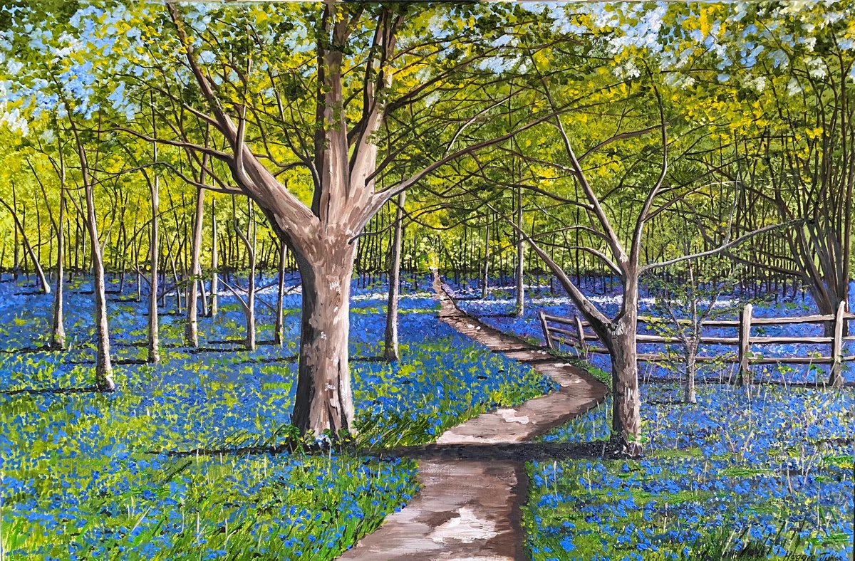 Bluebell Woods By Maggie Jukes, 30 X 20, Artwork For Sale On Artfinder