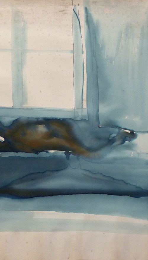 Nude lying on the Bed, 77x56 cm by Frederic Belaubre