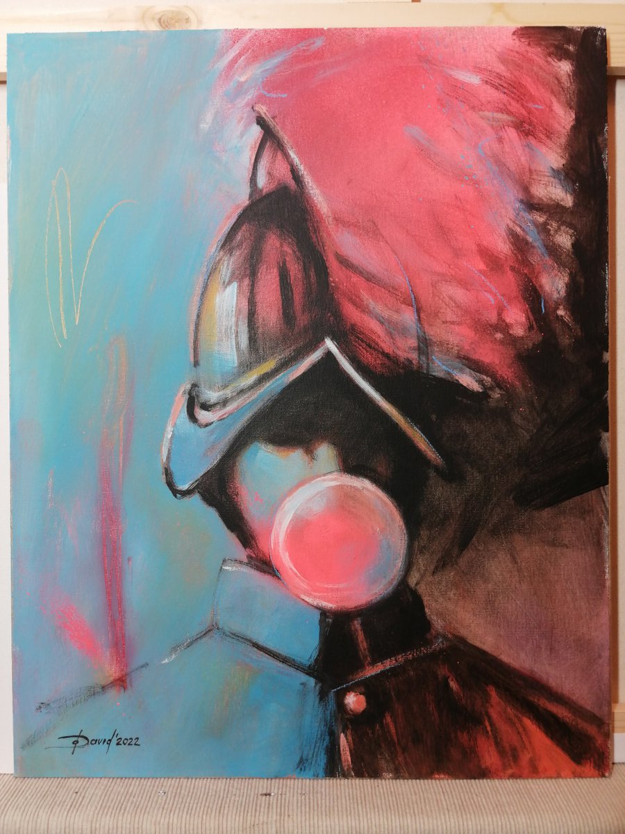 Urban And Pop Portrait Painting By Olga David, 16 X 20", We Love Bubble Gum - Swiss Guarde, Original Artwork