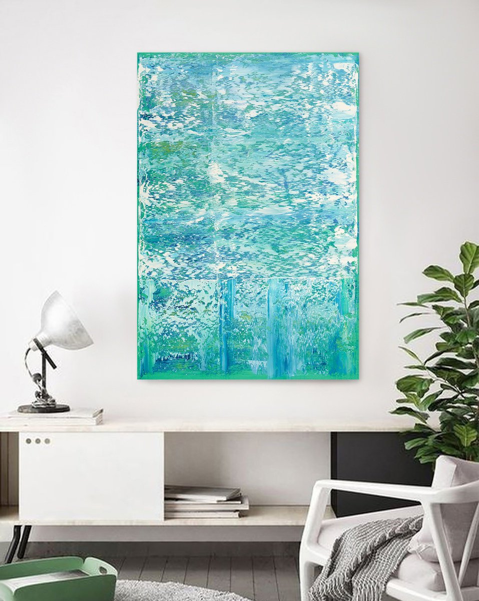 Abstract Oil Painting By Nataliia Sydorova, 37 X 55", Ocean Breeze, Original Artwork