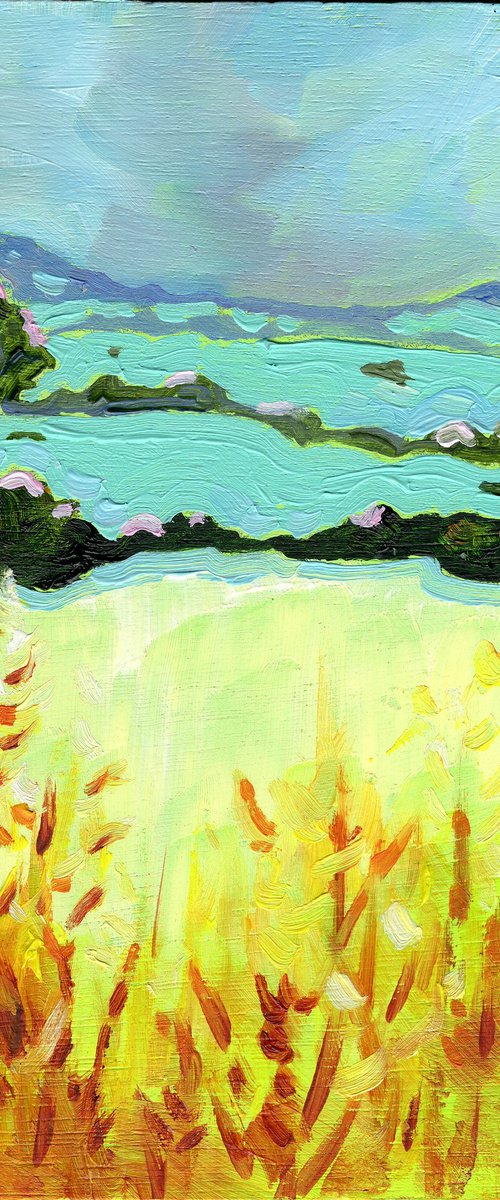 Yellow Fields After the Rainstorm - Miniature Landscape by Mary Kemp