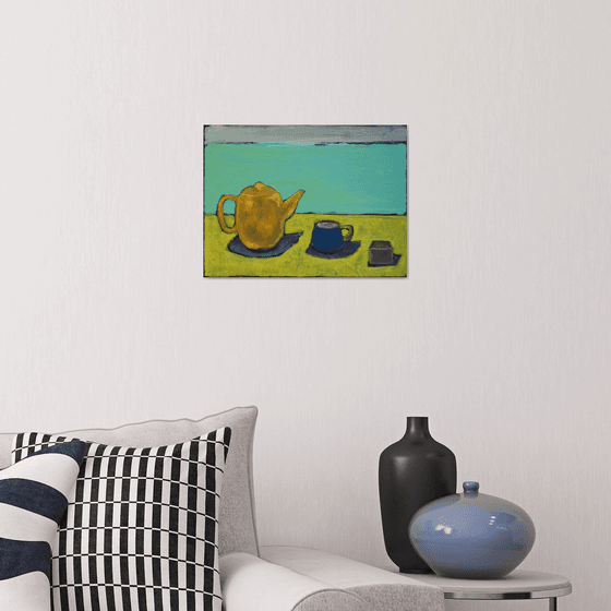 Eau de Nil on black canvas