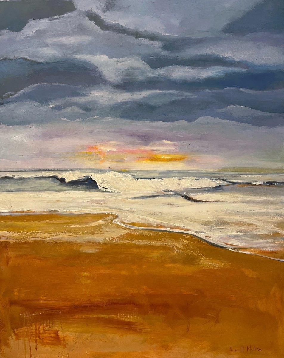 Expressive Oil Painting , Wave At Nine By Romuald Mulk Musiolik, 28 X 35, Artwork For Sale On Artfinder