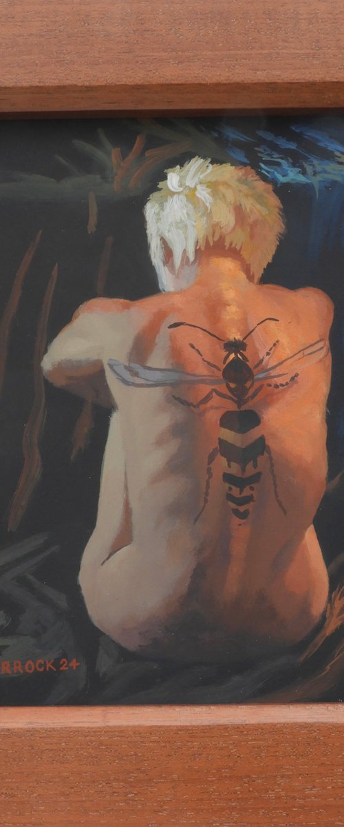 Nude with wasp tattoo by Peter Orrock