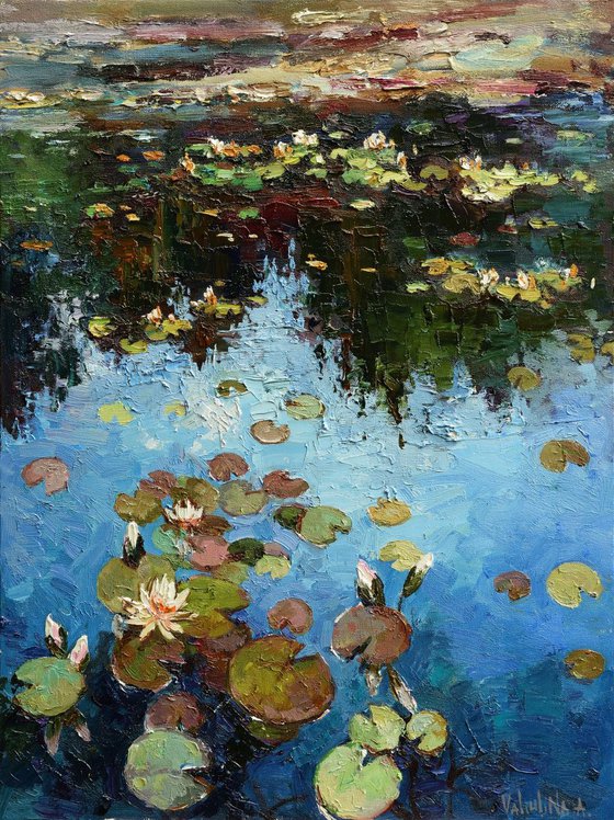 Water lilies Original Oil painting 60 x 80 cm