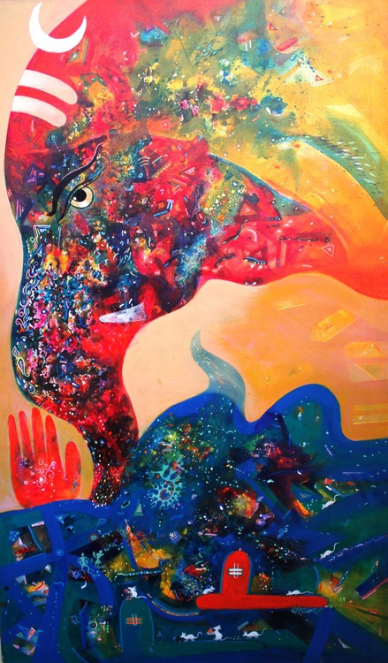 Ganesha Acrylic Painting By Sanjay Punekar Artfinder