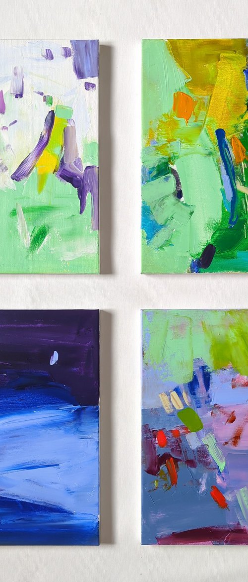 Abstraction, 4 season, my garden. Set of 4 paintings by Yehor Dulin