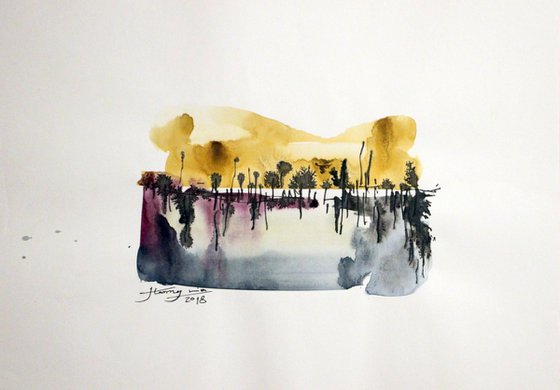 SMALL ABSTRACT LANDSCAPES 21, Watecolor and ink on Paper, 40 x 30