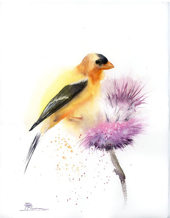 Goldfinch on flower
