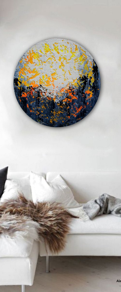 Circular abstract painting / Abstract 1141 by Alex Senchenko