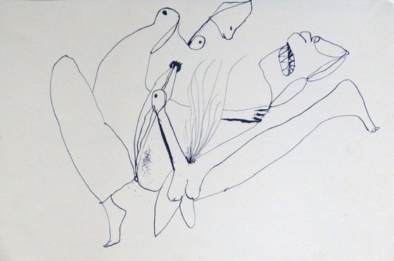 Surrealist Lovers 7, ink on paper 42x28 cm