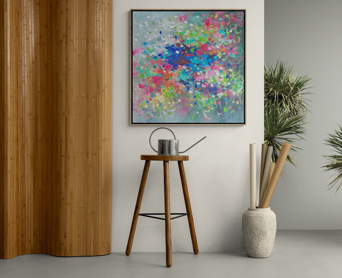 Abstract Acrylic Painting By Belinda Nadwie, 36 X 36, Sunshine On My Window Makes Me Happy, Original Artwork