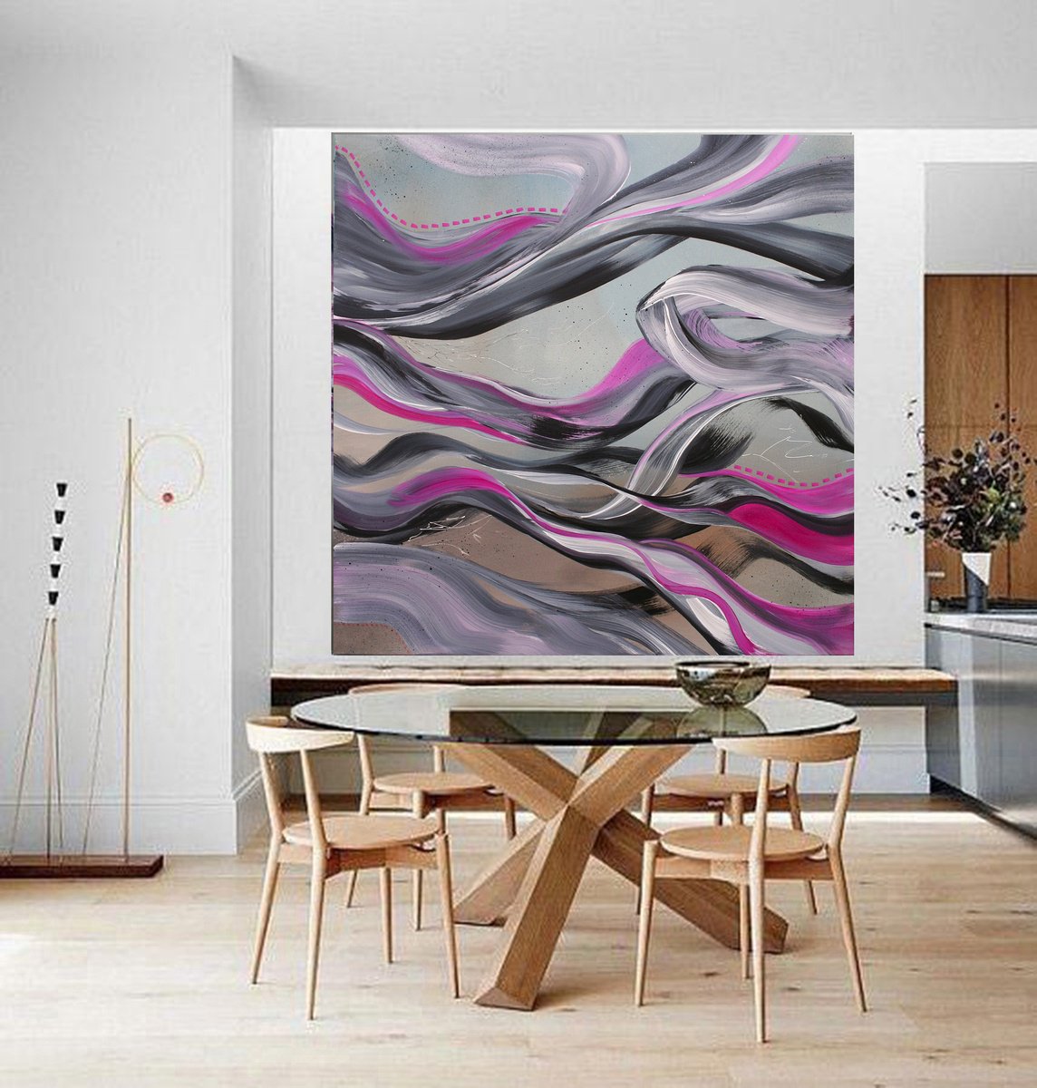 Organic Abstract Acrylic Painting By Susan Wooler, 39 X 39", A Gentle Squeeze, Original Artwork