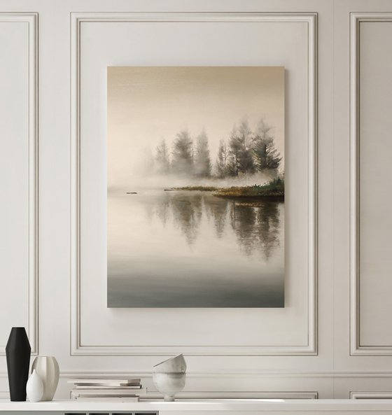 "River Fog 2" River landscape oil art