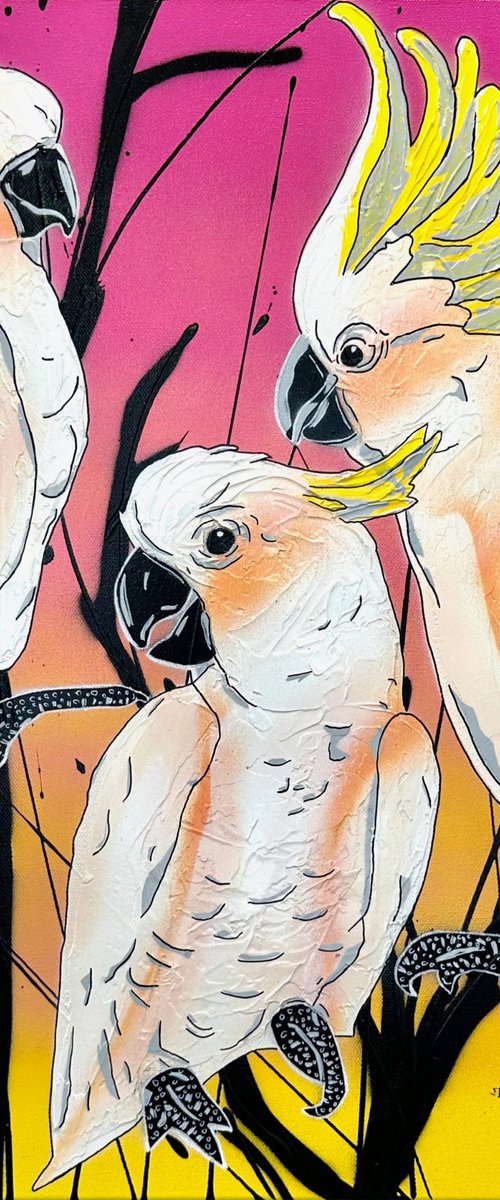 Cockatoos at Sunset 61cm x 61cm by DEBORAH LANG