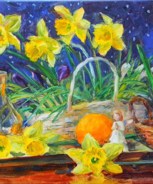 Daffodils and hyacinths by Liudmyla Chemodanova