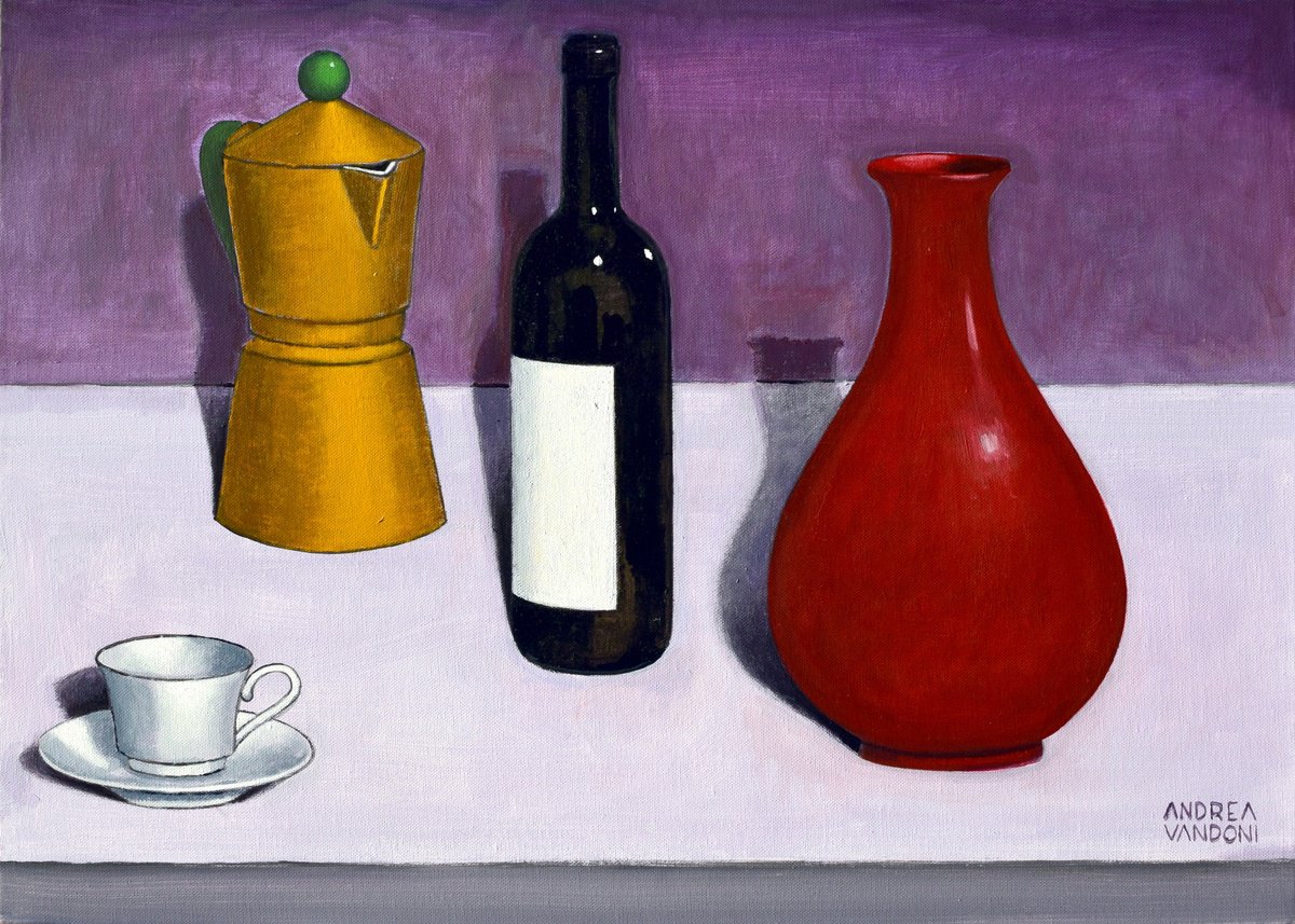 Photorealistic Still Life Acrylic Painting By Andrea Vandoni, 28 X 20, Composition 19, Original Artwork