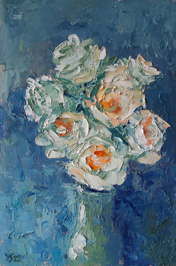 White Roses in Vase