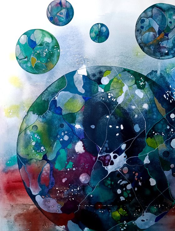 Floating 2 , grey planet