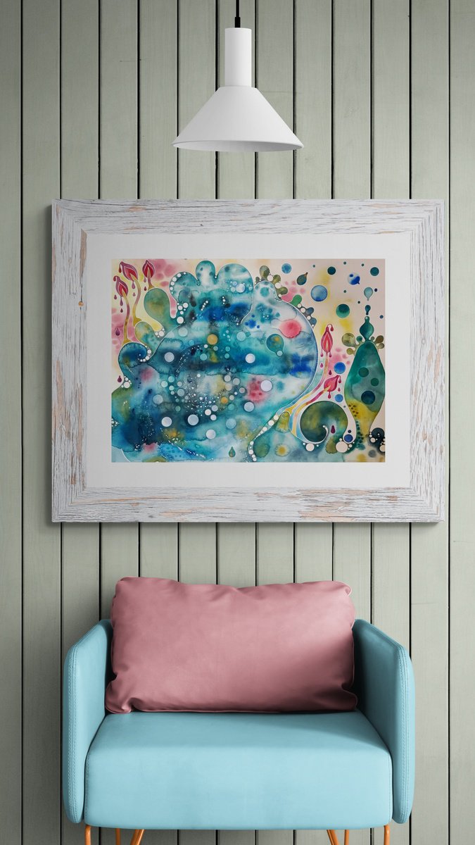 Organic Abstract Watercolour By Ilaria Finetti, 30 X 22, Giardini Segreti 7, Original Artwork
