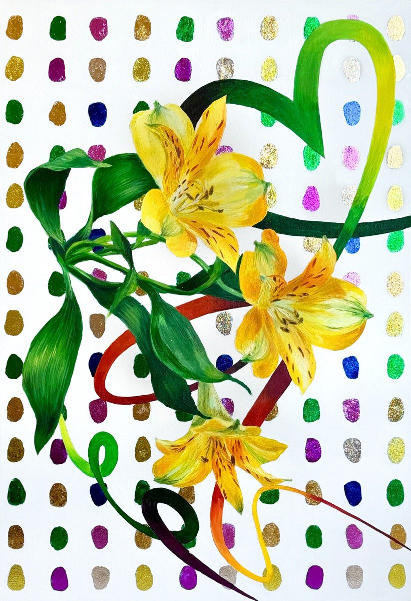 Botanical Oil Painting By Alena Sokolova, 20 X 28, Dancing Light On Yellow, Original Artwork